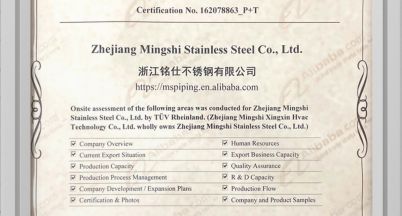 Mingshi Stainless Steel Passes Rheinland Certification in Germany